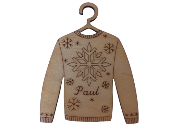 Personalised Wooden Jumper - Christmas Tree Decoration